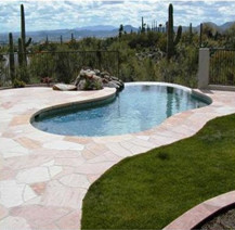 Exterior Flagstone surrounding a pool